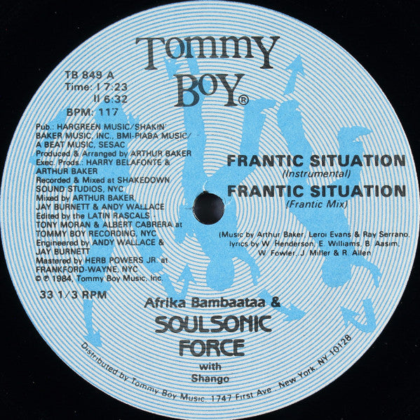 Afrika Bambaataa & Soulsonic Force - Frantic Situation (Vinyl, 12", 33 ⅓ RPM) Very Good Plus (VG+) / Very Good (VG)
