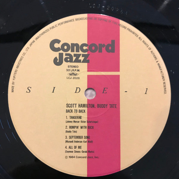 Scott Hamilton - Back To Back (Vinyl, LP, Album, Stereo) Very Good Plus (VG+) / Very Good Plus (VG+)