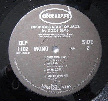 Zoot Sims - The Modern Art Of Jazz (Vinyl, LP, Album, Reissue, Mono)
