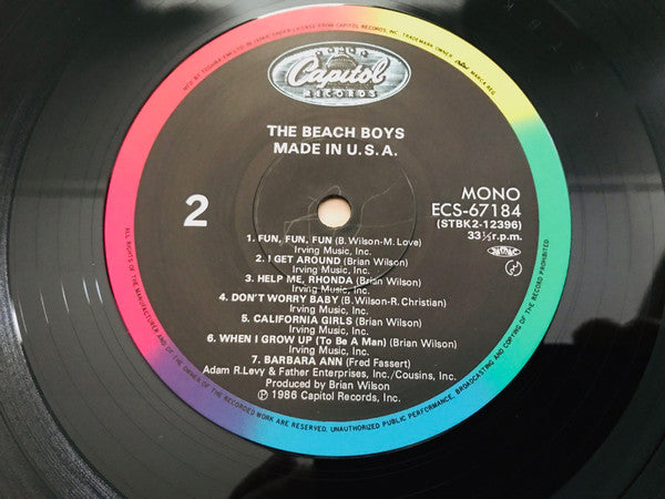 The Beach Boys - Made In U.S.A. (2xVinyl, LP, Album, Compilation, Stereo, Mono) Very Good Plus (VG+) / Very Good Plus (VG+)