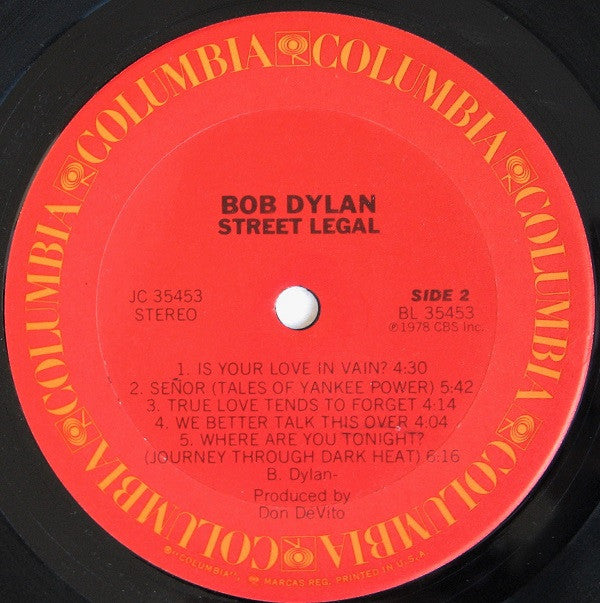 Bob Dylan - Street-Legal (Vinyl, LP, Album, Stereo) Very Good (VG) / Good (G)