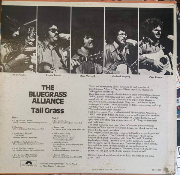 The Bluegrass Alliance - Tall Grass (Vinyl, LP, Album, Stereo) Very Good Plus (VG+) / Very Good Plus (VG+)
