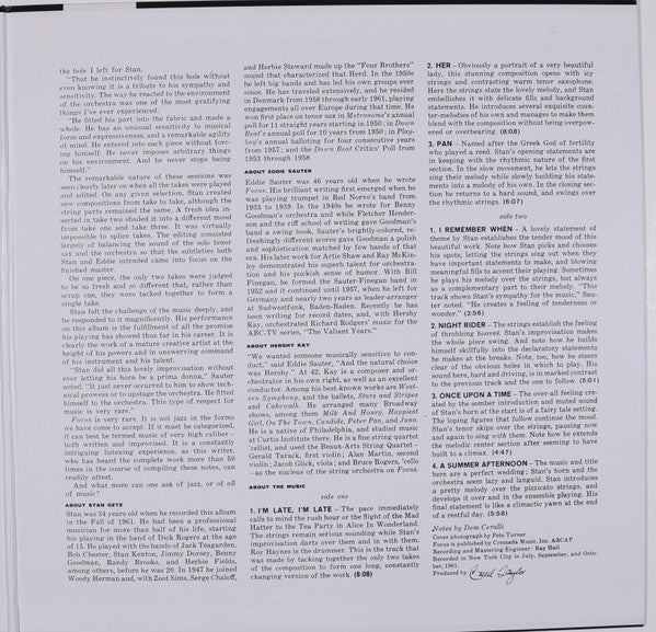 Stan Getz - Focus (Vinyl, LP, Album, Reissue, Stereo) Very Good Plus (VG+) / Good Plus (G+)