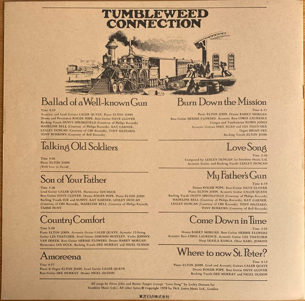 Elton John - Tumbleweed Connection (Vinyl, LP, Album, Reissue) Very Good (VG) / Very Good Plus (VG+)