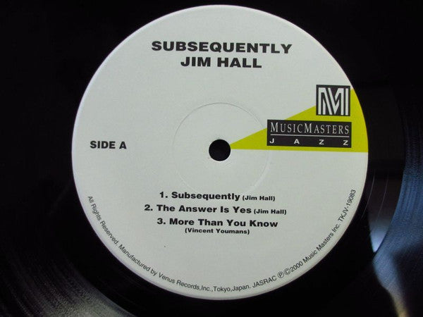 Jim Hall - Subsequently (Vinyl, LP, Album, Limited Edition, Reissue, Stereo) Very Good Plus (VG+) / Very Good Plus (VG+)