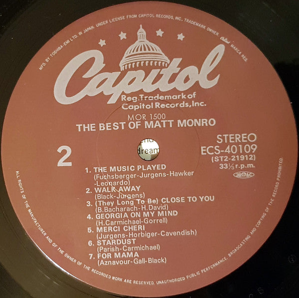 Matt Monro - The Best Of Matt Monro (Vinyl, LP, Compilation, Reissue) Very Good Plus (VG+) / Very Good Plus (VG+)