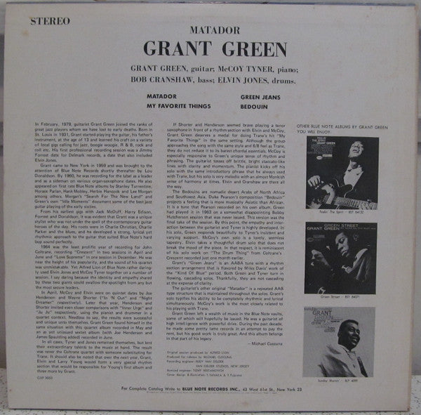 Grant Green - Matador (Vinyl, LP, Album, Promo, Stereo) Very Good Plus (VG+) / Very Good (VG)