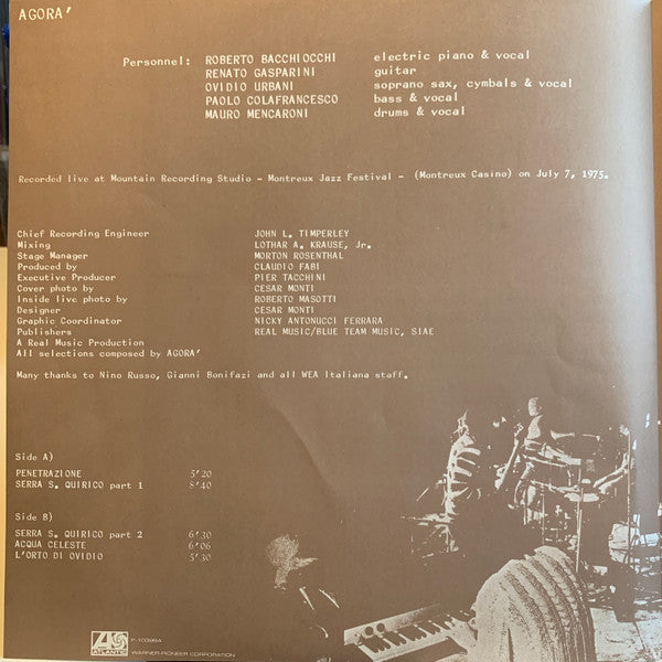 Agorà - Live In Montreux (Vinyl, LP, Album, Promo, Stereo) Near Mint (NM or M-) / Very Good (VG)
