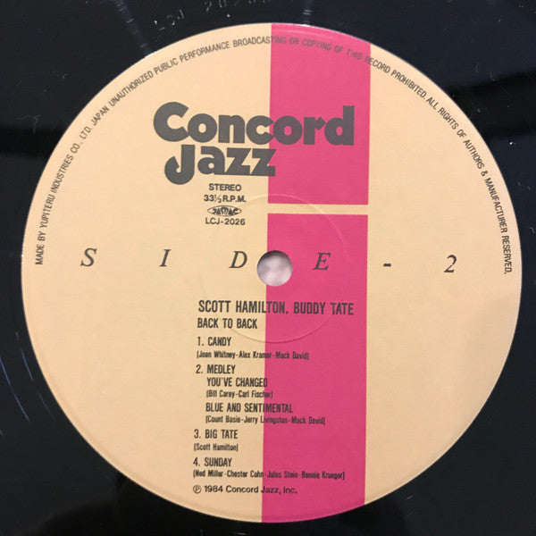 Scott Hamilton - Back To Back (Vinyl, LP, Album, Stereo) Very Good Plus (VG+) / Very Good Plus (VG+)