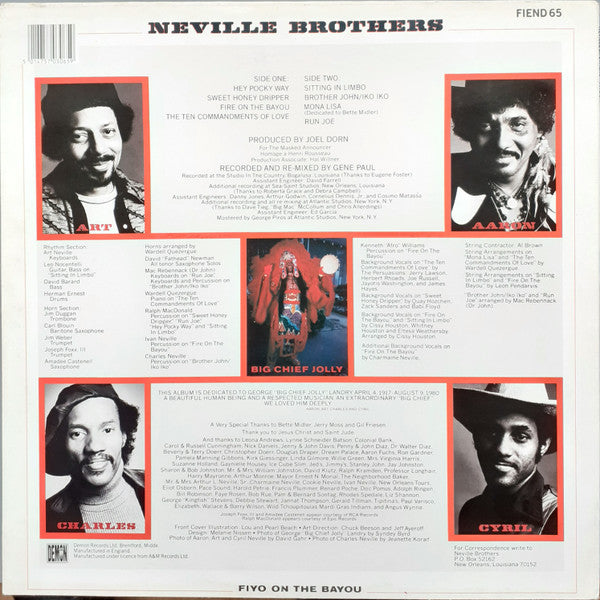The Neville Brothers - Fiyo On The Bayou (Vinyl, LP, Album, Reissue) Near Mint (NM or M-) / Very Good Plus (VG+)