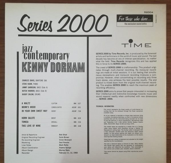 Kenny Dorham - Jazz Contemporary (Vinyl, LP, Album, Reissue, Remastered, Stereo) Near Mint (NM or M-) / Near Mint (NM or M-)
