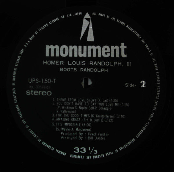 Boots Randolph - Homer Louis Randolph, III (Vinyl, LP, Album, Stereo) Very Good Plus (VG+) / Very Good Plus (VG+)