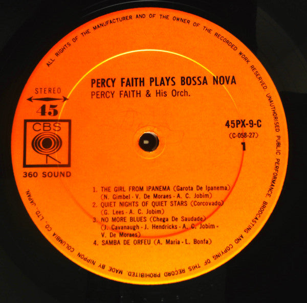 Percy Faith & His Orchestra - Percy Faith Plays Bossa Nova (Vinyl, LP, 45 RPM) Very Good (VG) / Very Good (VG)