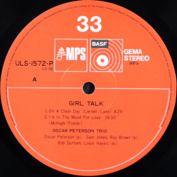Oscar Peterson - Girl Talk (Vinyl, LP, Album, Limited Edition, Reis...