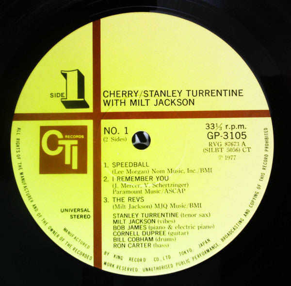 Stanley Turrentine - Cherry (Vinyl, LP, Album, Reissue) Very Good Plus (VG+) / Very Good (VG)