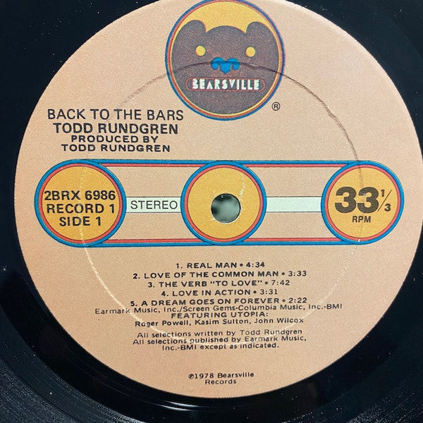 Todd Rundgren - Back To The Bars (2xVinyl, LP, Album, Stereo) Very Good Plus (VG+) / Very Good (VG)