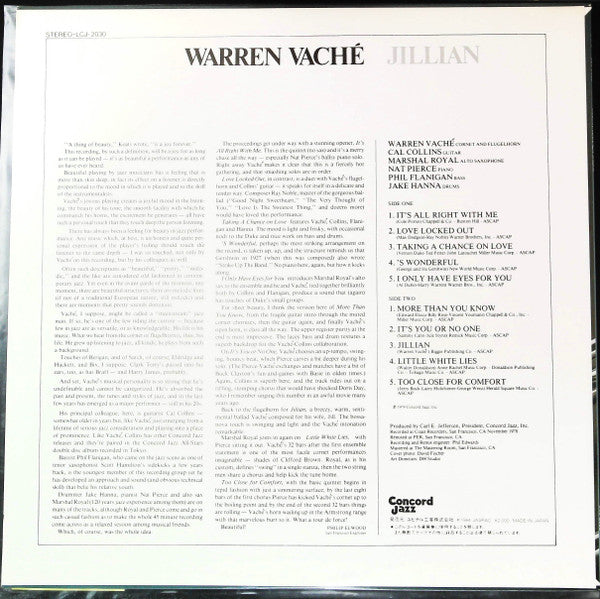 Warren Vaché - Jillian (Vinyl, LP, Album, Reissue) Very Good Plus (VG+) / Very Good Plus (VG+)