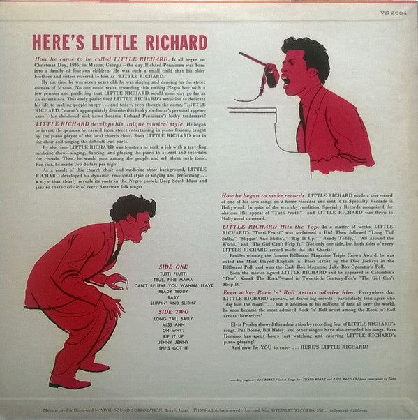 Little Richard - Here's Little Richard (Vinyl, LP, Album, Reissue) Very Good (VG) / Very Good (VG)