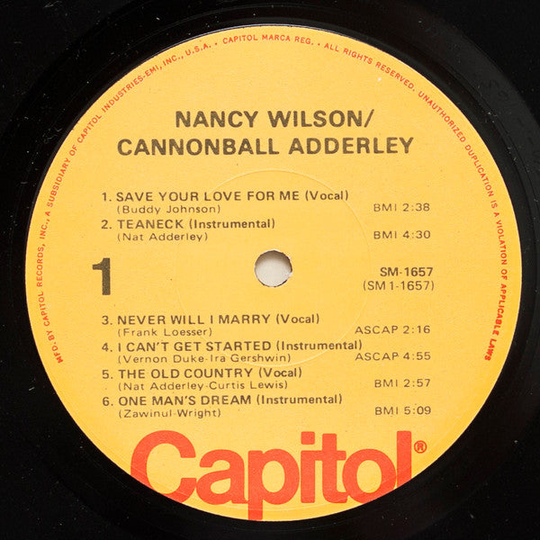Nancy Wilson - Nancy Wilson / Cannonball Adderley (Vinyl, LP, Album, Reissue) Very Good (VG) / Fair (F)