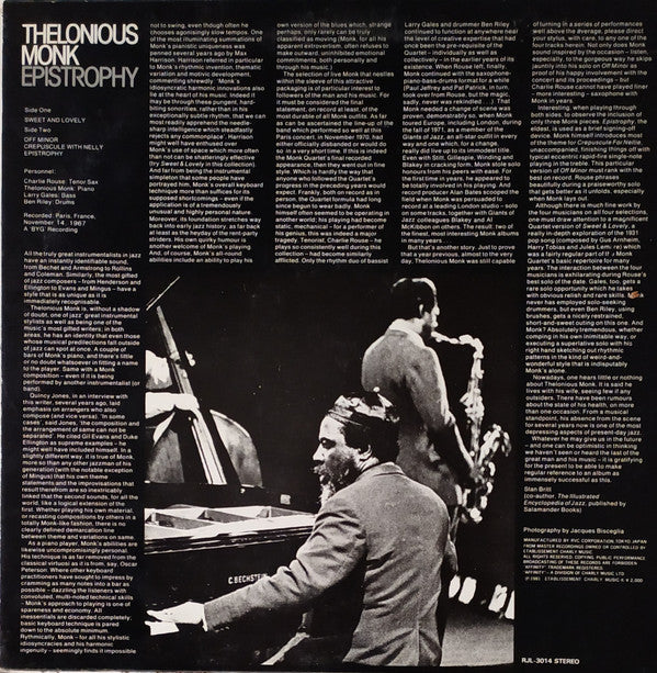 Thelonious Monk - Epistrophy (Vinyl, LP, Album, Reissue, Stereo) Very Good (VG) / Very Good Plus (VG+)