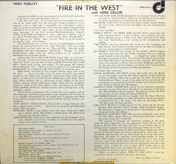 Herb Geller - Fire In The West (Vinyl, LP, Album, Reissue, Mono) Very Good Plus (VG+) / Very Good Plus (VG+)