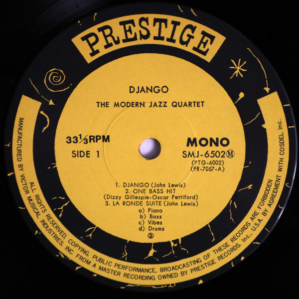 The Modern Jazz Quartet - Django (Vinyl, LP, Album, Reissue, Remastered, Mono) Very Good Plus (VG+) / Very Good Plus (VG+)