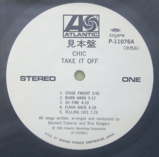 Chic - Take It Off (Vinyl, LP, Album, Promo) Near Mint (NM or M-) / Very Good (VG)