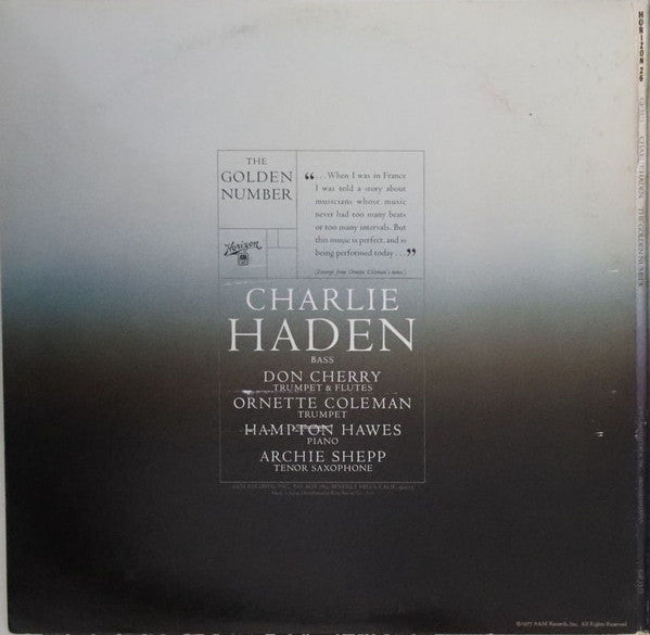 Charlie Haden - The Golden Number (Vinyl, LP, Album, Promo) Very Good Plus (VG+) / Very Good (VG)