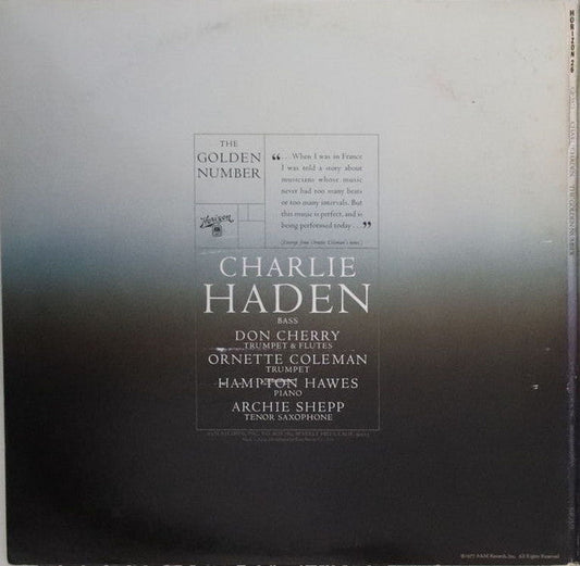 Charlie Haden - The Golden Number (Vinyl, LP, Album, Promo) Very Good Plus (VG+) / Very Good (VG)