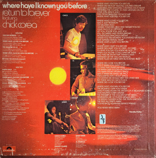Return To Forever - Where Have I Known You Before (Vinyl, LP, Album) Near Mint (NM or M-) / Very Good Plus (VG+)