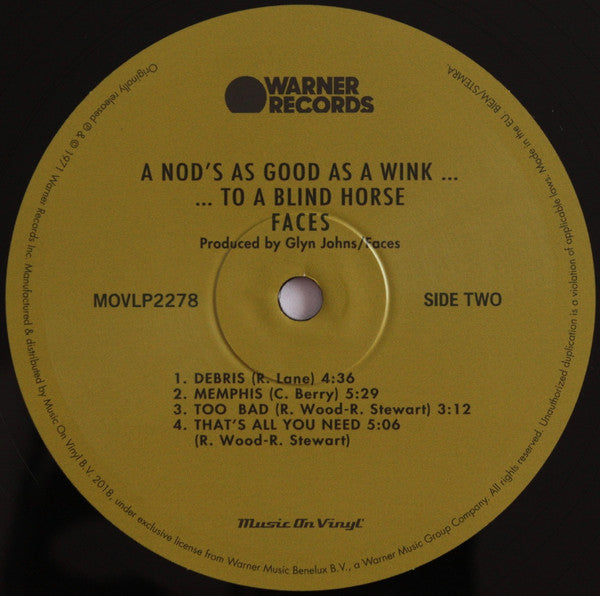 Faces (3) - A Nod Is As Good As A Wink... To A Blind Horse (Vinyl, LP, Album, Reissue) Very Good Plus (VG+) / Very Good (VG)