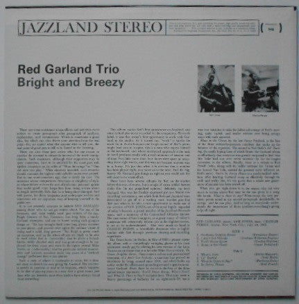 The Red Garland Trio - Bright And Breezy (Vinyl, LP, Album, Reissue, Stereo) Very Good Plus (VG+) / Very Good (VG)
