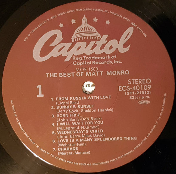 Matt Monro - The Best Of Matt Monro (Vinyl, LP, Compilation, Reissue) Very Good Plus (VG+) / Very Good Plus (VG+)