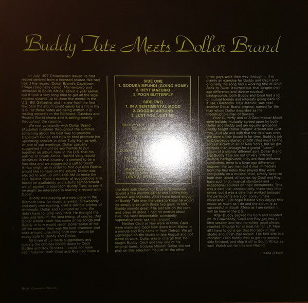 Buddy Tate - Buddy Tate Meets Dollar Brand (Vinyl, LP, Album, Reissue, Stereo) Very Good (VG) / Very Good Plus (VG+)