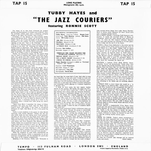 Tubby Hayes - The Jazz Couriers (Vinyl, LP, Album, Limited Edition, Reissue, Mono) Near Mint (NM or M-) / Near Mint (NM or M-)