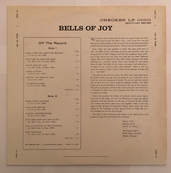 Bells Of Joy - The Bells Of Joy (Vinyl, LP, Album, Reissue, Mono) Very Good Plus (VG+) / Good Plus (G+)