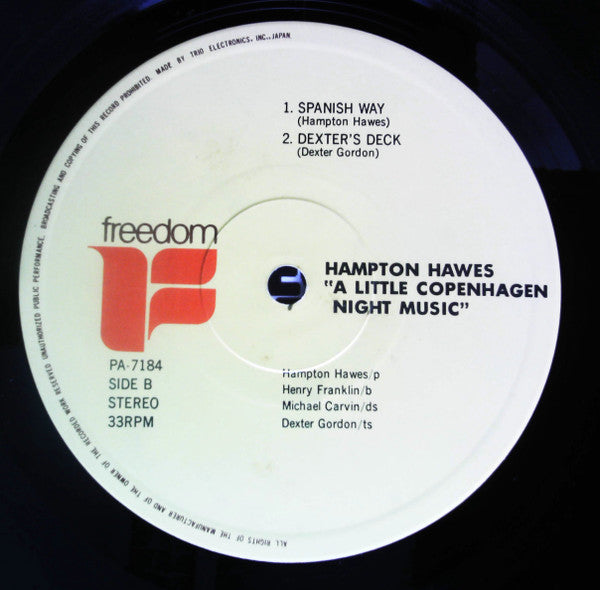 Hampton Hawes - A Little Copenhagen Night Music (Vinyl, LP, Album, Stereo) Very Good (VG) / Good Plus (G+)