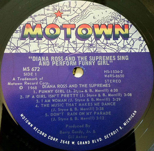 The Supremes - Sing And Perform "Funny Girl" (Vinyl, LP, Album, Stereo) Good Plus (G+) / Poor (P)