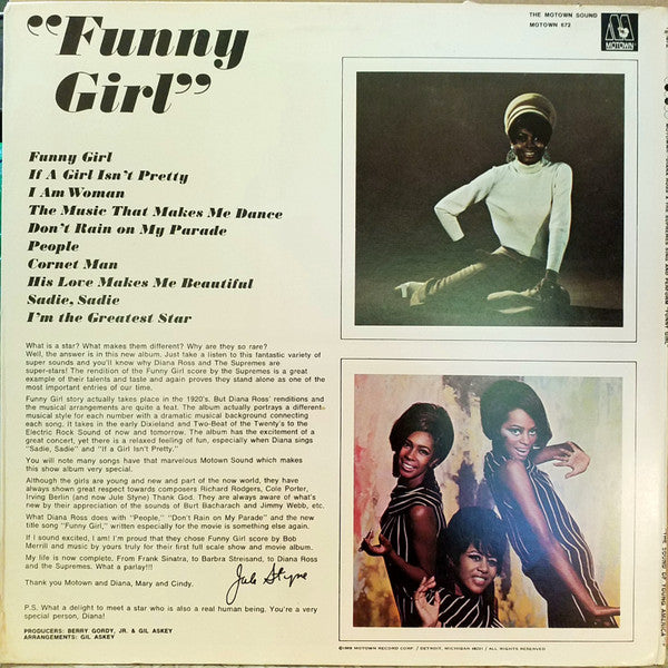 The Supremes - Sing And Perform "Funny Girl" (Vinyl, LP, Album, Stereo) Good Plus (G+) / Poor (P)