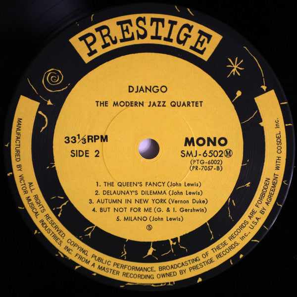 The Modern Jazz Quartet - Django (Vinyl, LP, Album, Reissue, Remastered, Mono) Very Good Plus (VG+) / Very Good (VG)