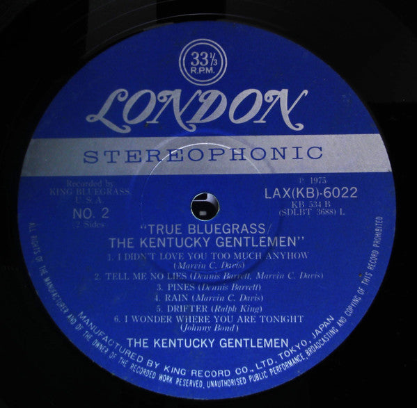The Kentucky Gentlemen - True Bluegrass (Vinyl, LP) Very Good Plus (VG+) / Very Good (VG)