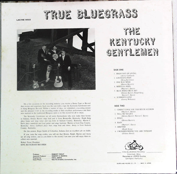 The Kentucky Gentlemen - True Bluegrass (Vinyl, LP) Very Good Plus (VG+) / Very Good (VG)