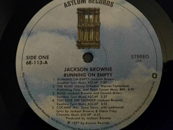 Jackson Browne - Running On Empty (Vinyl, LP, Album) Very Good Plus (VG+) / Very Good Plus (VG+)