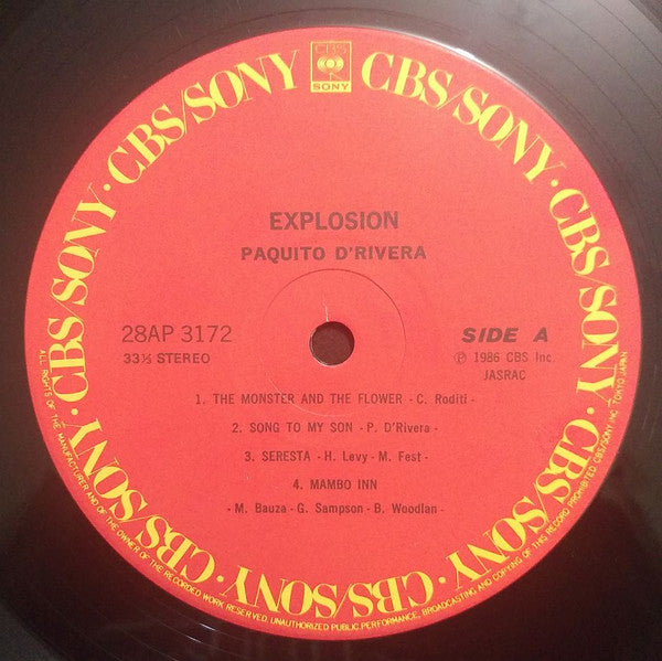 Paquito D'Rivera - Explosion (Vinyl, LP, Album) Near Mint (NM or M-) / Very Good Plus (VG+)