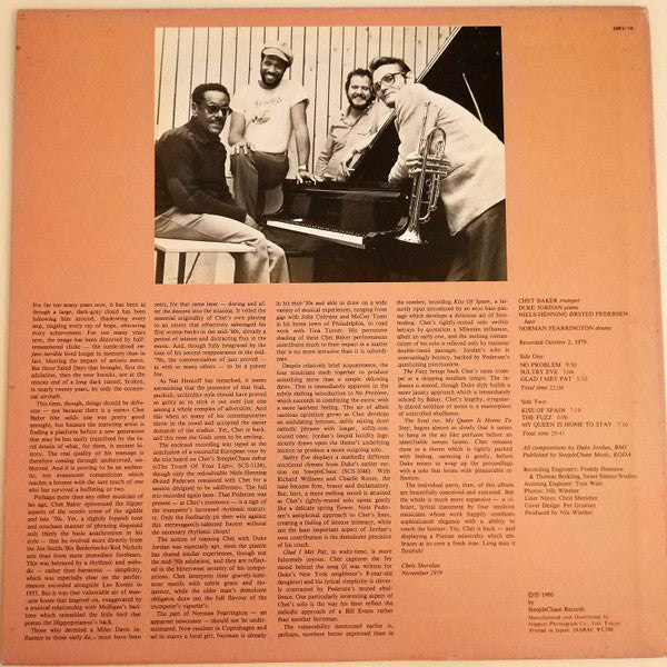 Chet Baker Quartet - No Problem (Vinyl, LP, Album, Promo, Stereo) Very Good Plus (VG+) / Very Good (VG)