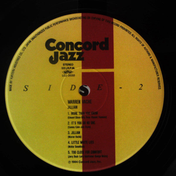 Warren Vaché - Jillian (Vinyl, LP, Album, Reissue) Very Good Plus (VG+) / Very Good Plus (VG+)