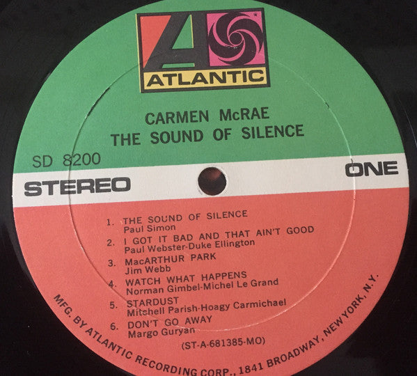 Carmen McRae - The Sound Of Silence (Vinyl, LP, Album, Stereo) Very Good (VG) / Good Plus (G+)
