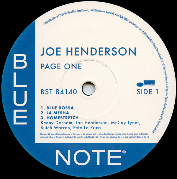Joe Henderson - Page One (Vinyl, LP, Album, Reissue, Stereo) Near Mint (NM or M-) / Near Mint (NM or M-)