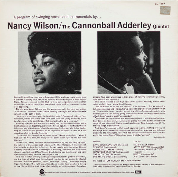 Nancy Wilson - Nancy Wilson / Cannonball Adderley (Vinyl, LP, Album, Reissue) Very Good (VG) / Fair (F)