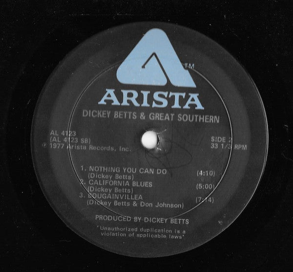 Dickey Betts & Great Southern - Dickey Betts & Great Southern (Vinyl, LP, Album) Very Good (VG) / Very Good Plus (VG+)